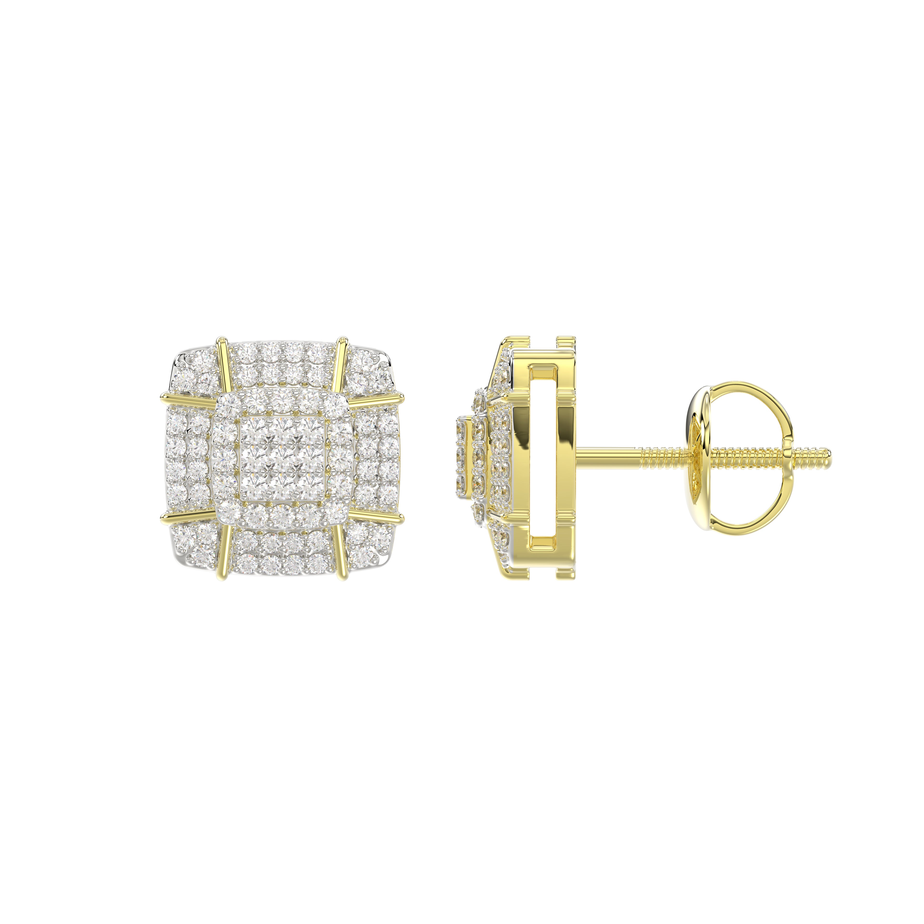 LADIES  EARRINGS 0.33CT ROUND DIAMOND 10K YELLOW GOLD
