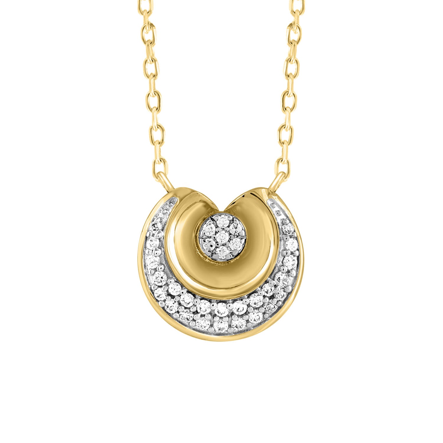LADIES NECKLACE 0.10CT ROUND DIAMOND 10K YELLOW GOLD
