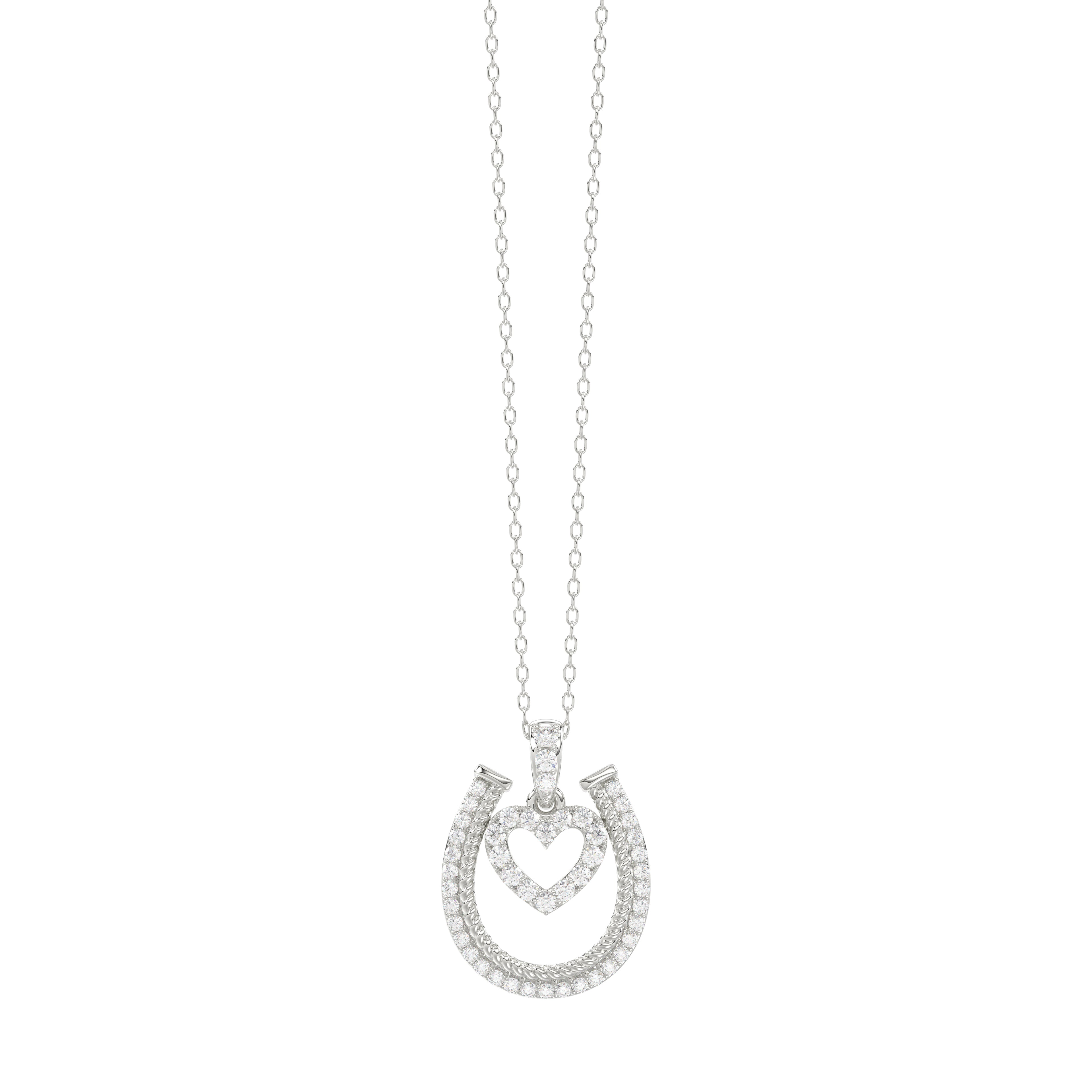 LADIES PENDANT WITH CHAIN 0.25CT ROUND DIAMOND 14K WHITE GOLD