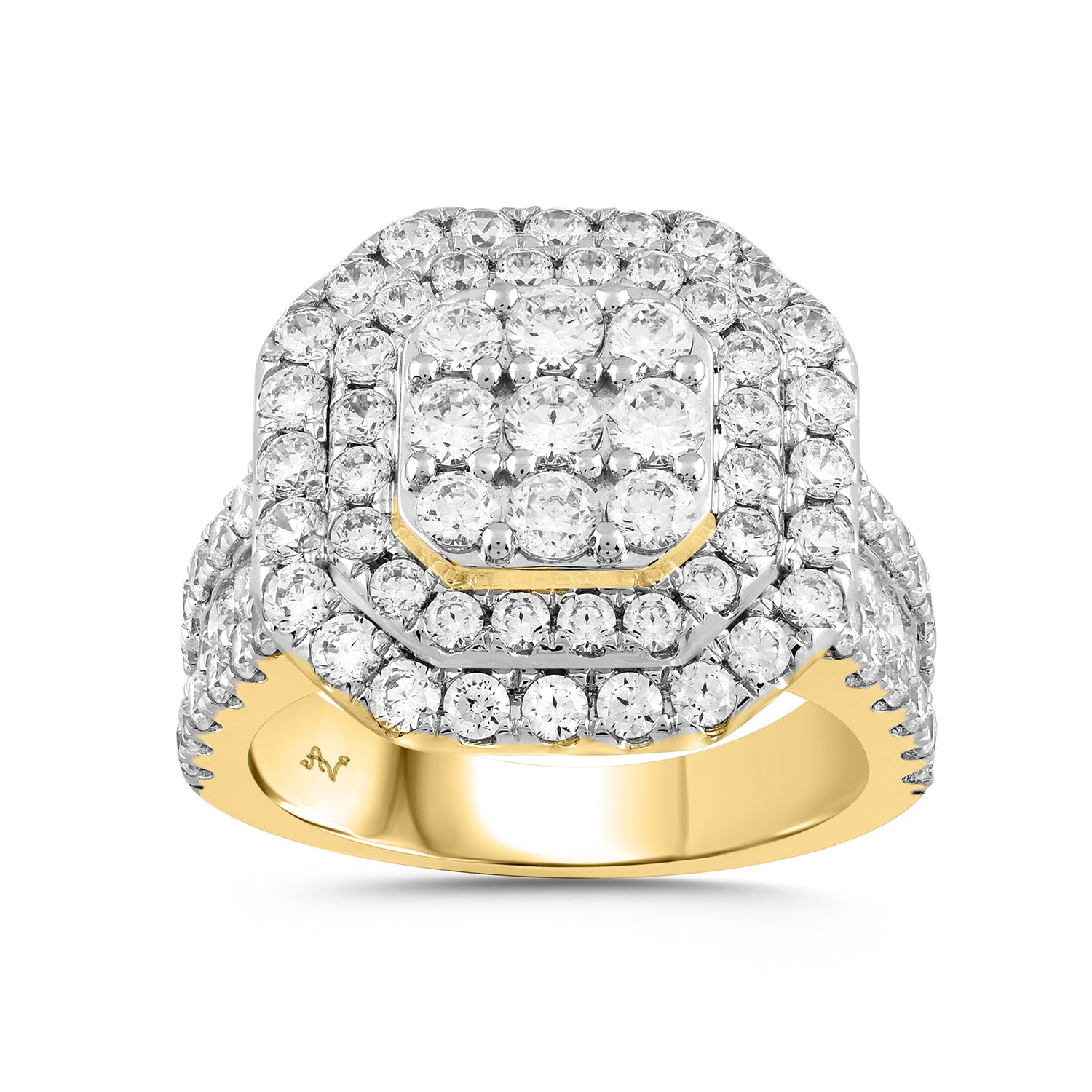 LADIES RING 3.00CT ROUND DIAMOND 10K YELLOW GOLD