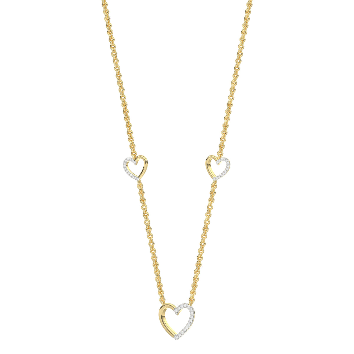 LADIES NECKLACE 0.20CT ROUND DIAMOND 14K YELLOW GOLD