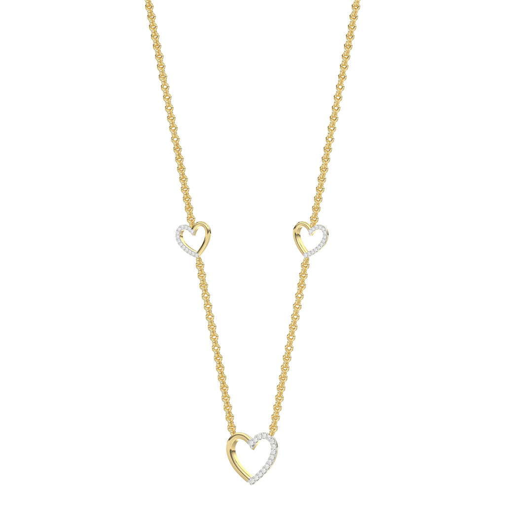 LADIES NECKLACE 0.20CT ROUND DIAMOND 14K YELLOW GOLD