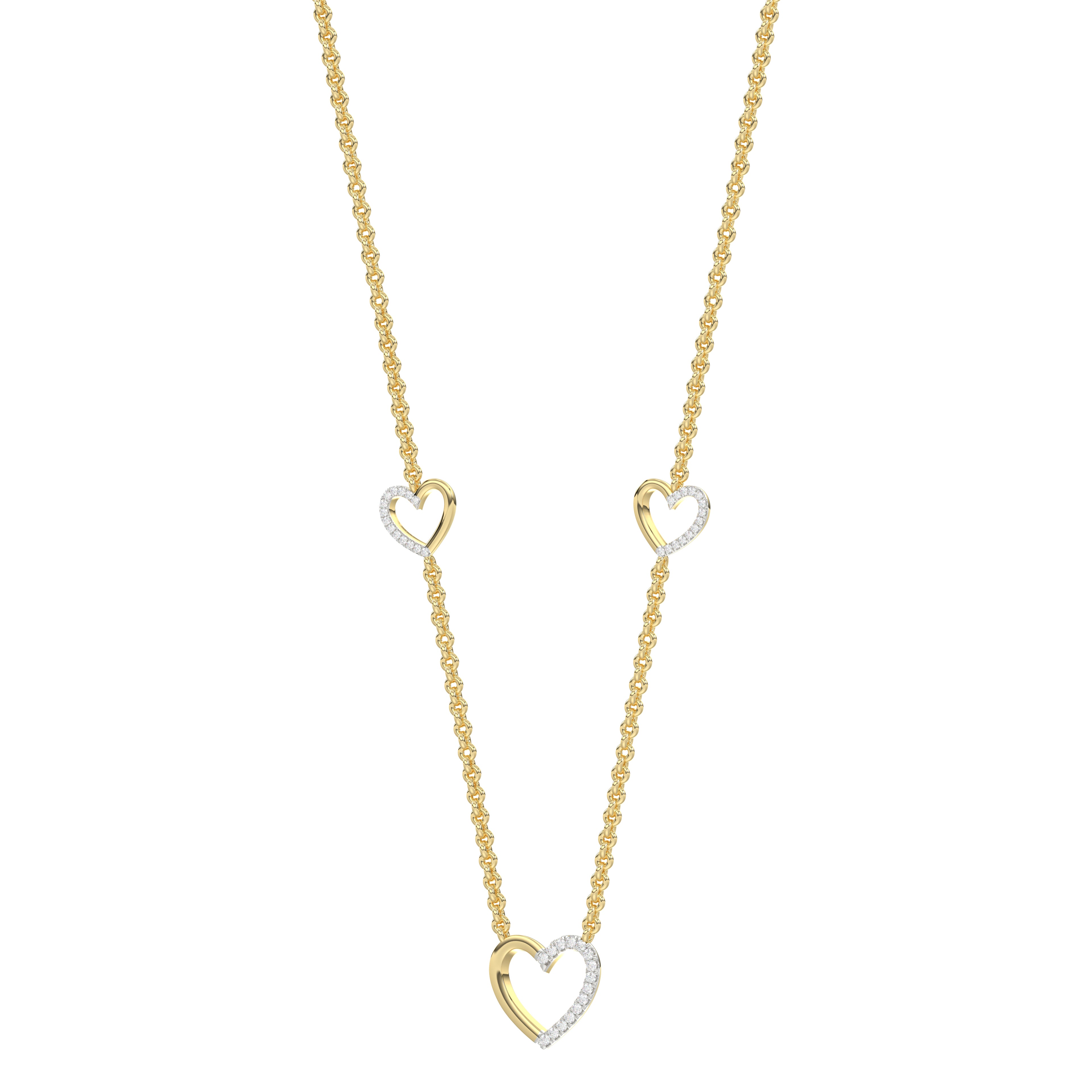 LADIES NECKLACE 0.20CT ROUND DIAMOND 14K YELLOW GOLD