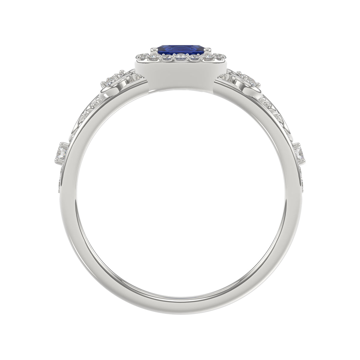 14K White Gold 0.45Ct Blue Sapphire & Round Diamond Engagement Ring For Women Oval Natural Sapphire Fashion Ring (Oval Blue Sapphire 0.30Ct)