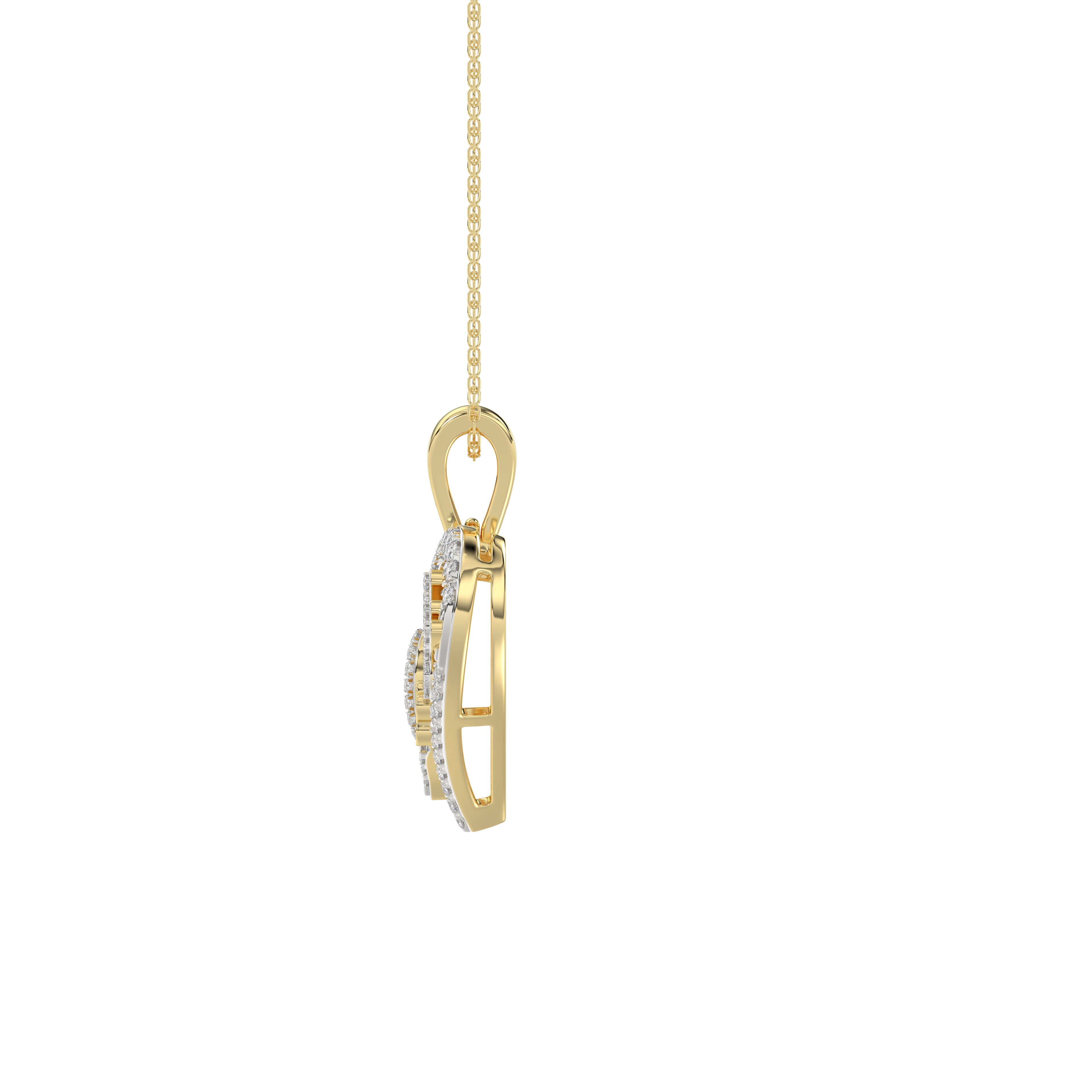 Elegance Ladies Love Heart-Shaped Pendant 0.20Ct  Round Diamond, 10K Yellow Gold Fashion Pendant With Chain