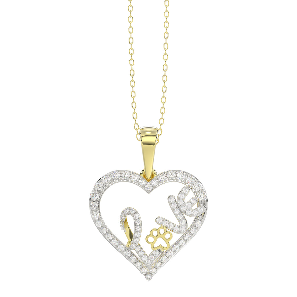 Elegance Ladies Love Heart-Shaped Pendant 0.20Ct  Round Diamond, 10K Yellow Gold Fashion Pendant With Chain