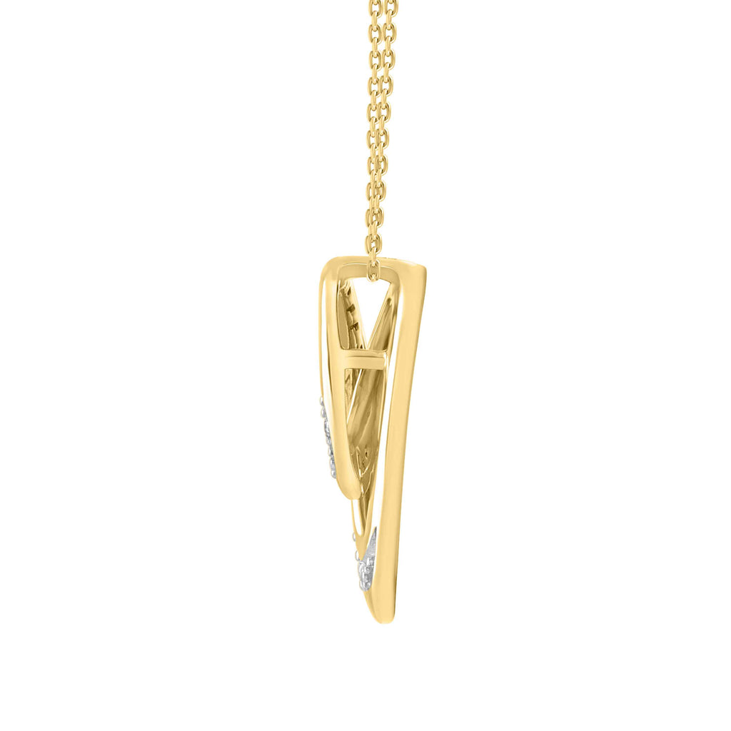 LADIES PENDANT WITH CHAIN 0.16CT ROUND DIAMOND 14K YELLOW GOLD