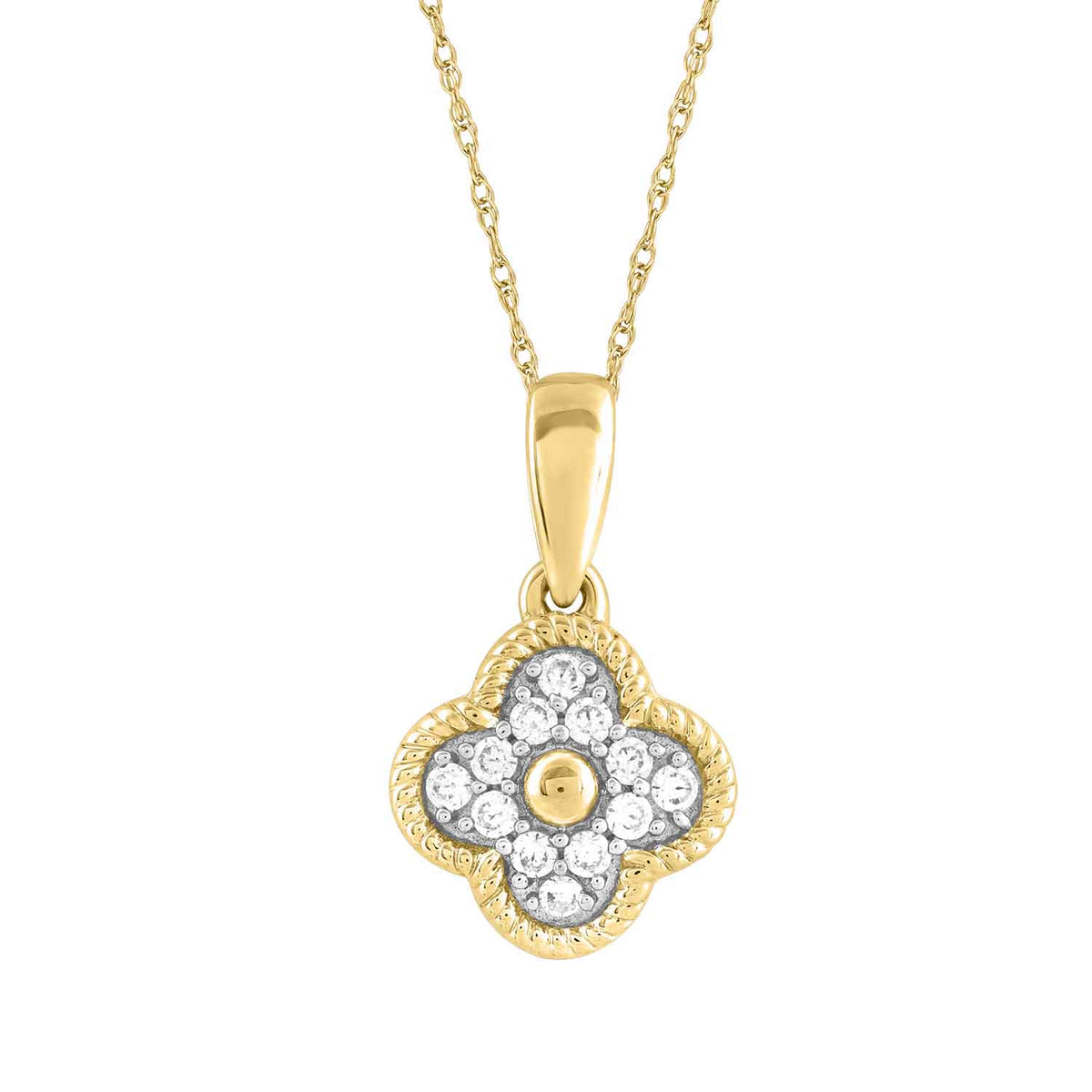 LADIES PENDANT WITH CHAIN 0.15CT ROUND DIAMOND 14K YELLOW GOLD