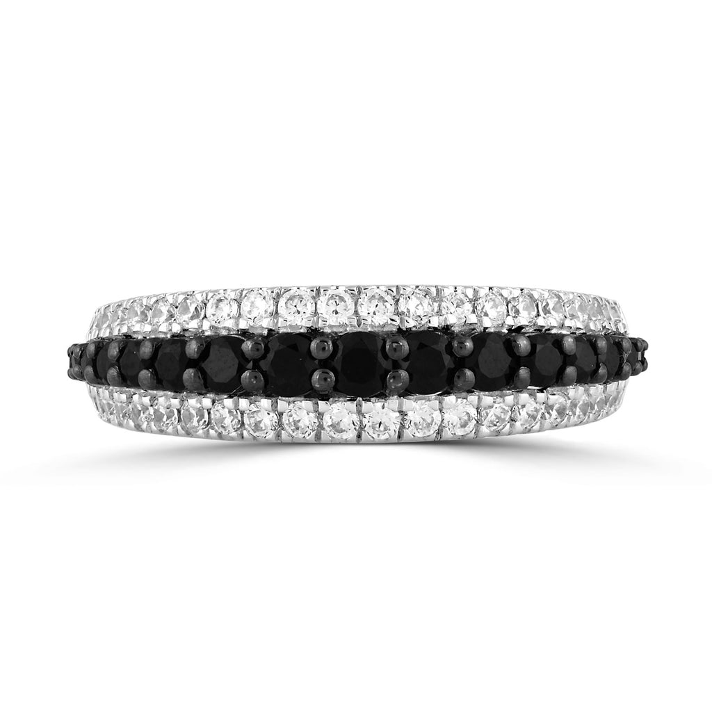 LADIES BAND 1.00CT ROUND/BLACK ROUND DIAMOND 14K WHITE GOLD