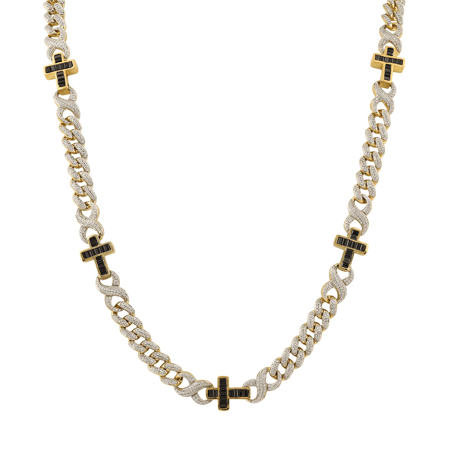 MEN'S NECKLACE 9.00CT ROUND DIAMOND 10K YELLOW GOLD