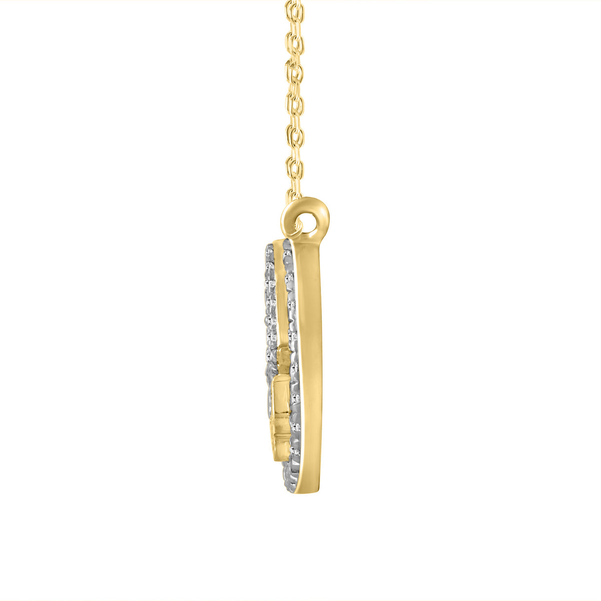 LADIES NECKLACE 0.25CT ROUND DIAMOND 14K YELLOW GOLD