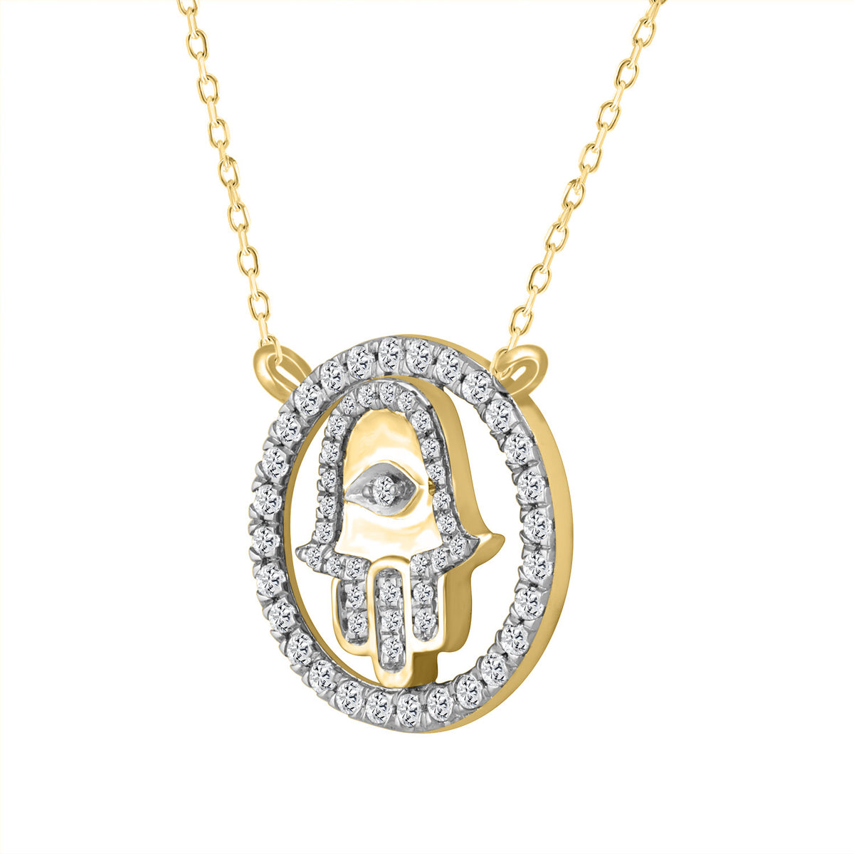 LADIES NECKLACE 0.25CT ROUND DIAMOND 14K YELLOW GOLD