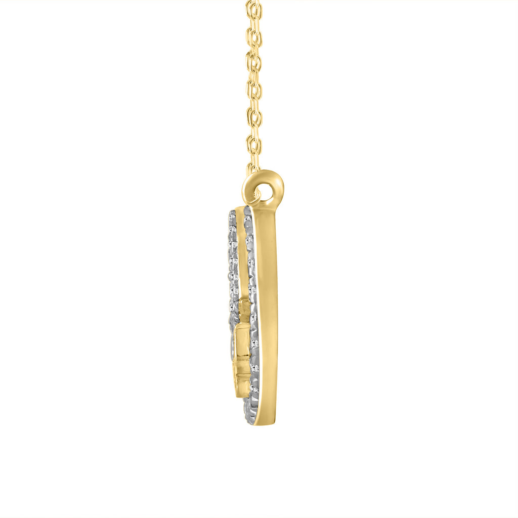 LADIES NECKLACE 0.25CT ROUND DIAMOND 14K YELLOW GOLD