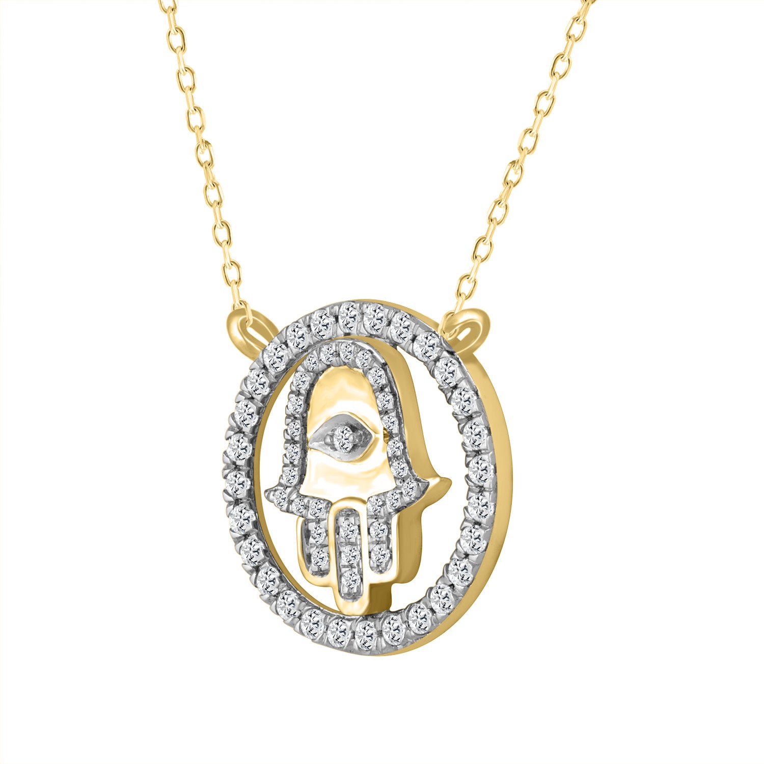 LADIES NECKLACE 0.25CT ROUND DIAMOND 14K YELLOW GOLD