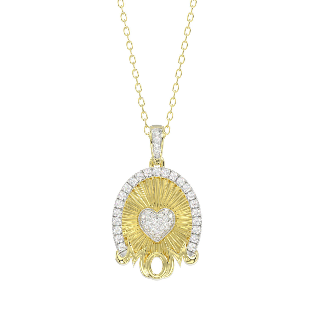 LADIES PENDANT WITH CHAIN 0.25CT ROUND DIAMOND 14K YELLOW GOLD