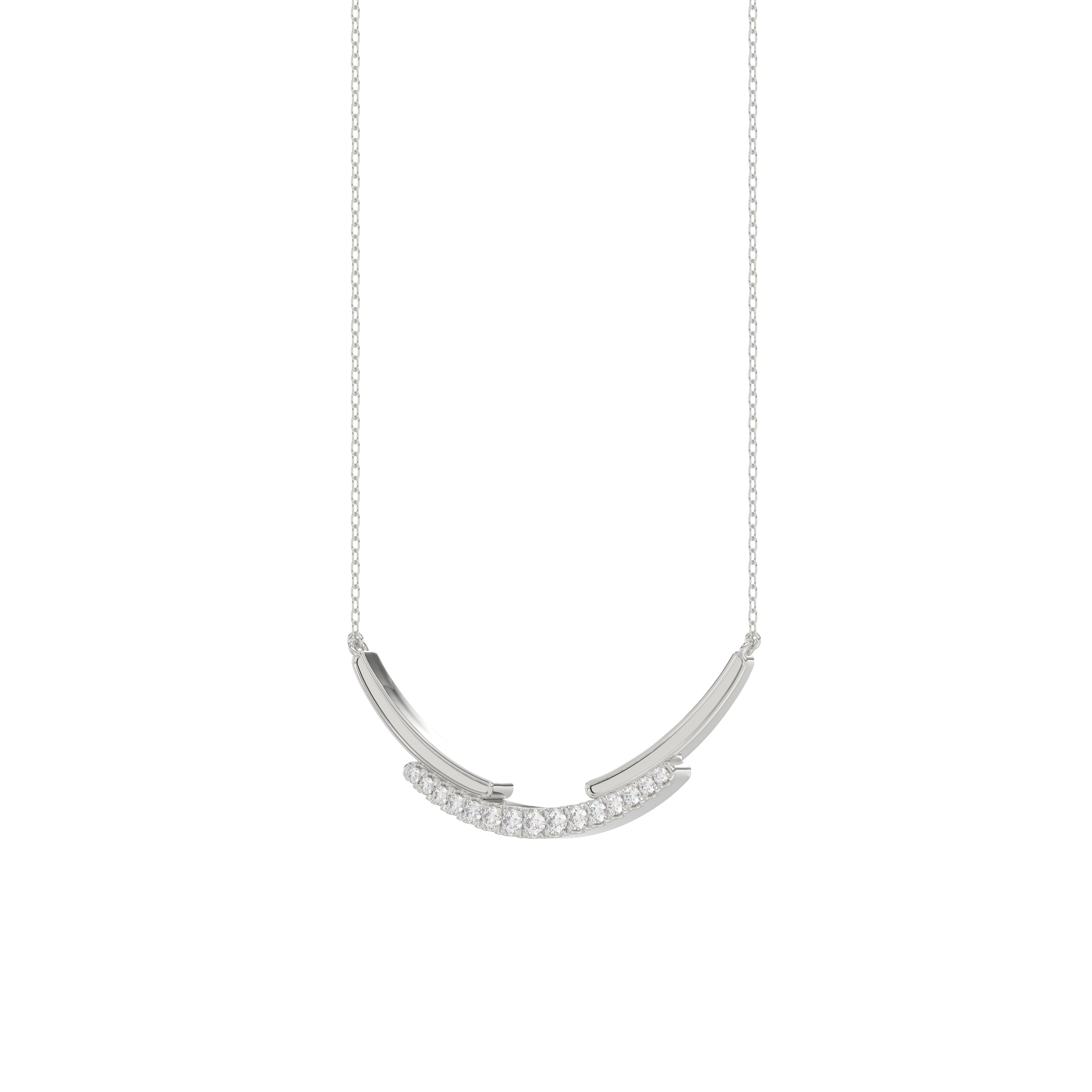 LADIES NECKLACE 0.25CT ROUND DIAMOND 14K WHITE GOLD