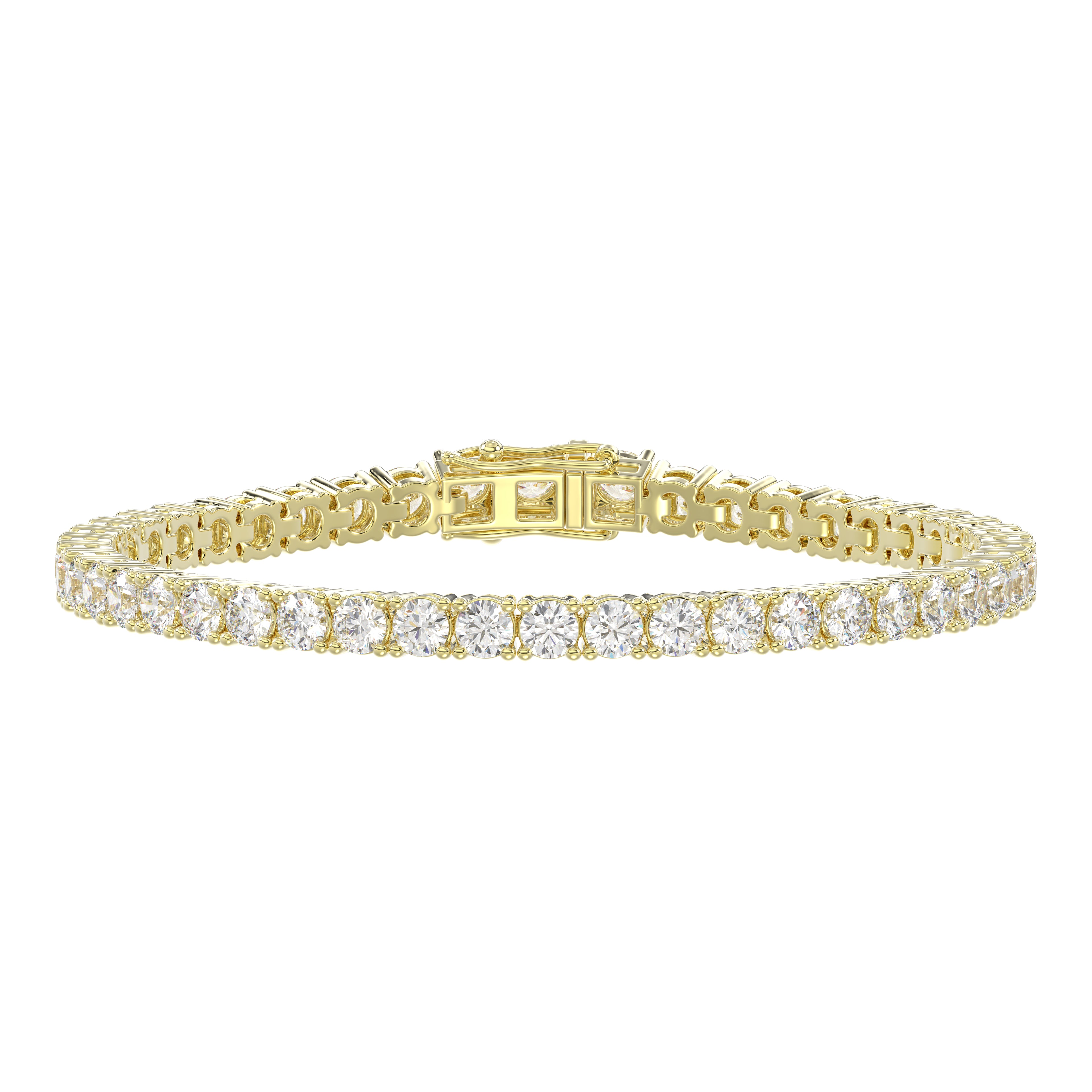 LADIES TENNIS BRACELET 5.00CT ROUND DIAMOND 14K YELLOW GOLD