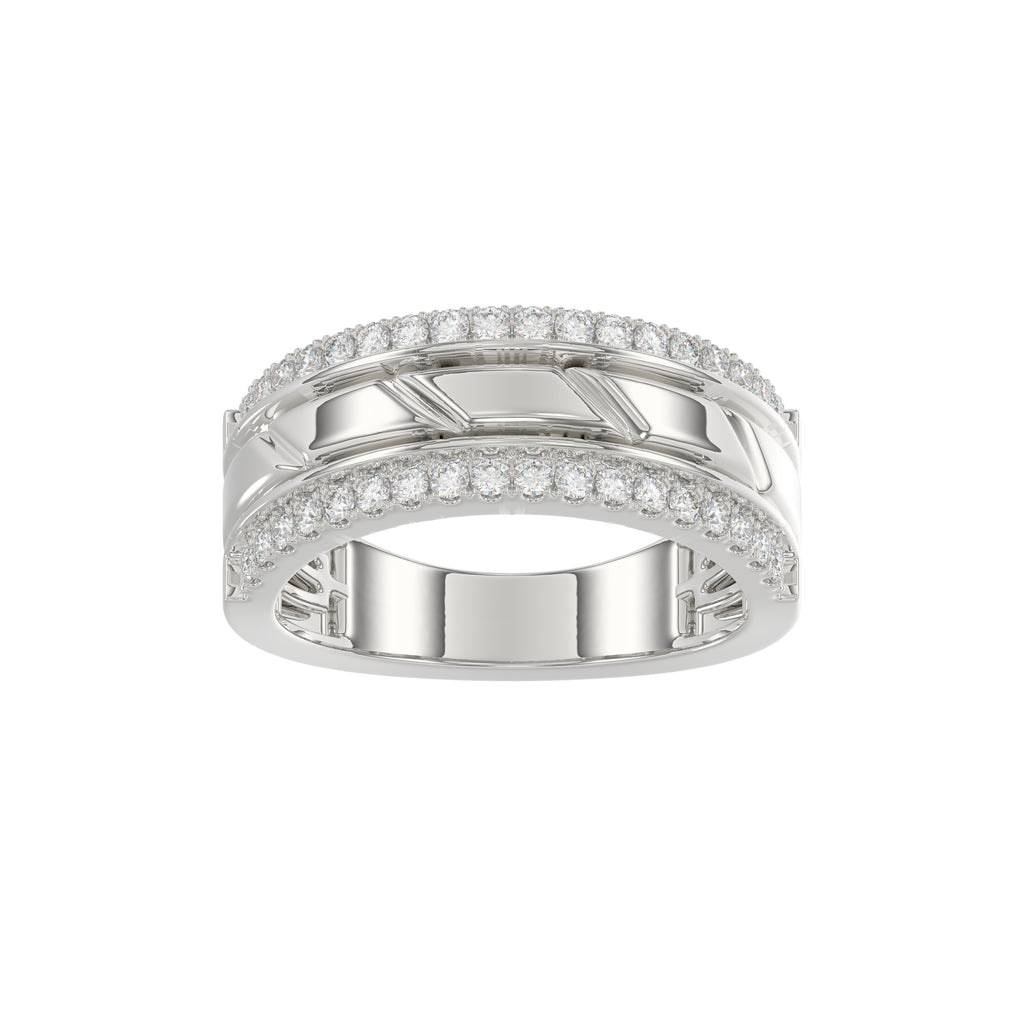 MEN'S BAND 0.50CT ROUND DIAMOND 14K WHITE GOLD