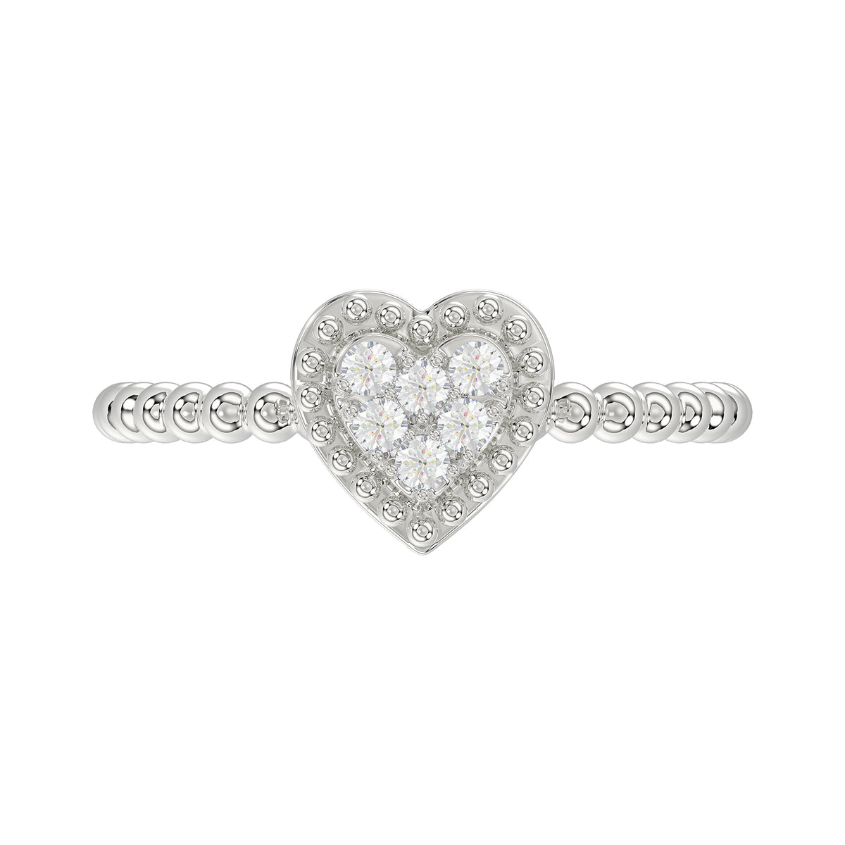 Ladies 0.10Ct Round Diamond Halo Heart Ring Sterling Silver Stylish Women�S Engagement & Promise Ring