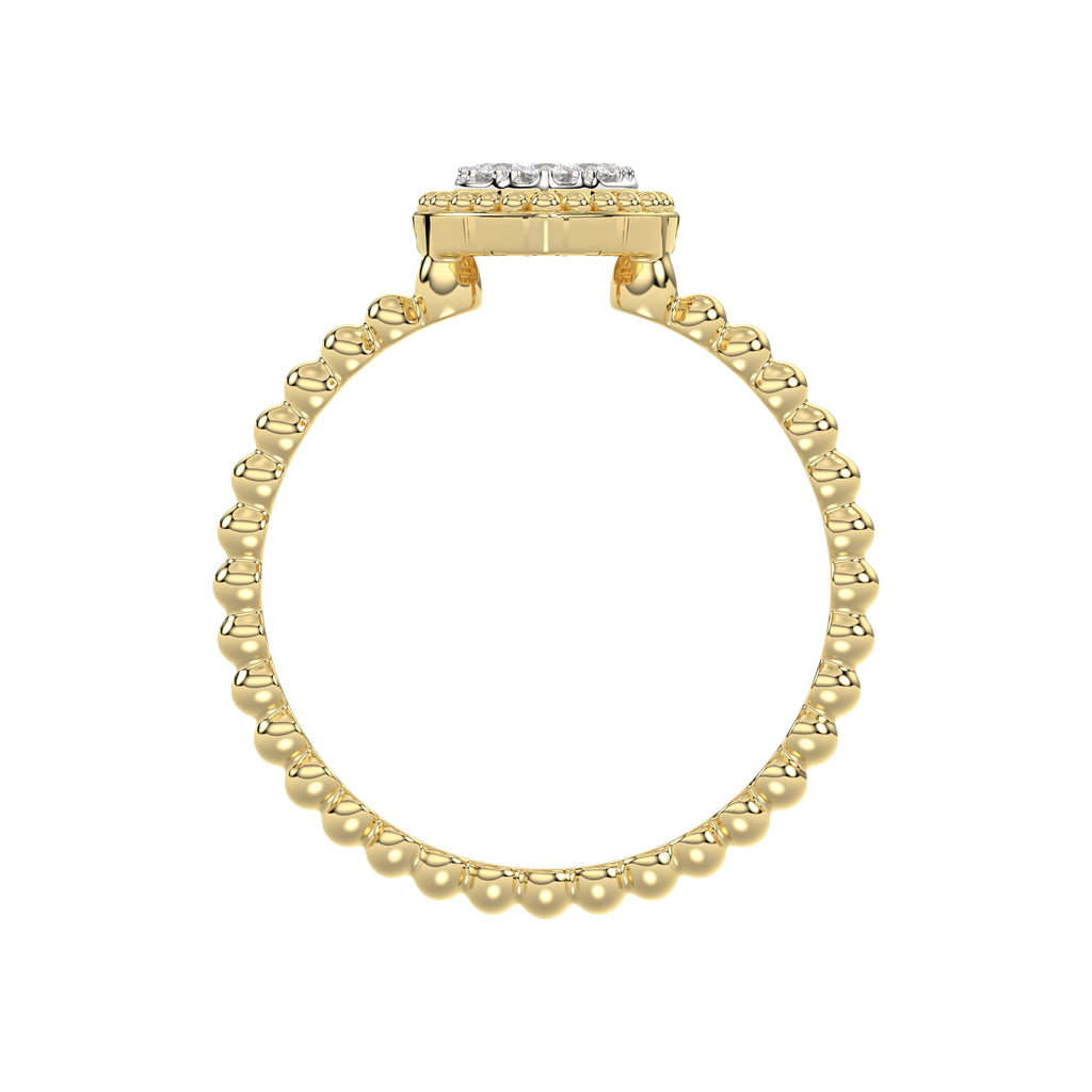 Ladies Halo Ring 0.10Ct Heart Shape Round Diamond 10K Yellow Gold