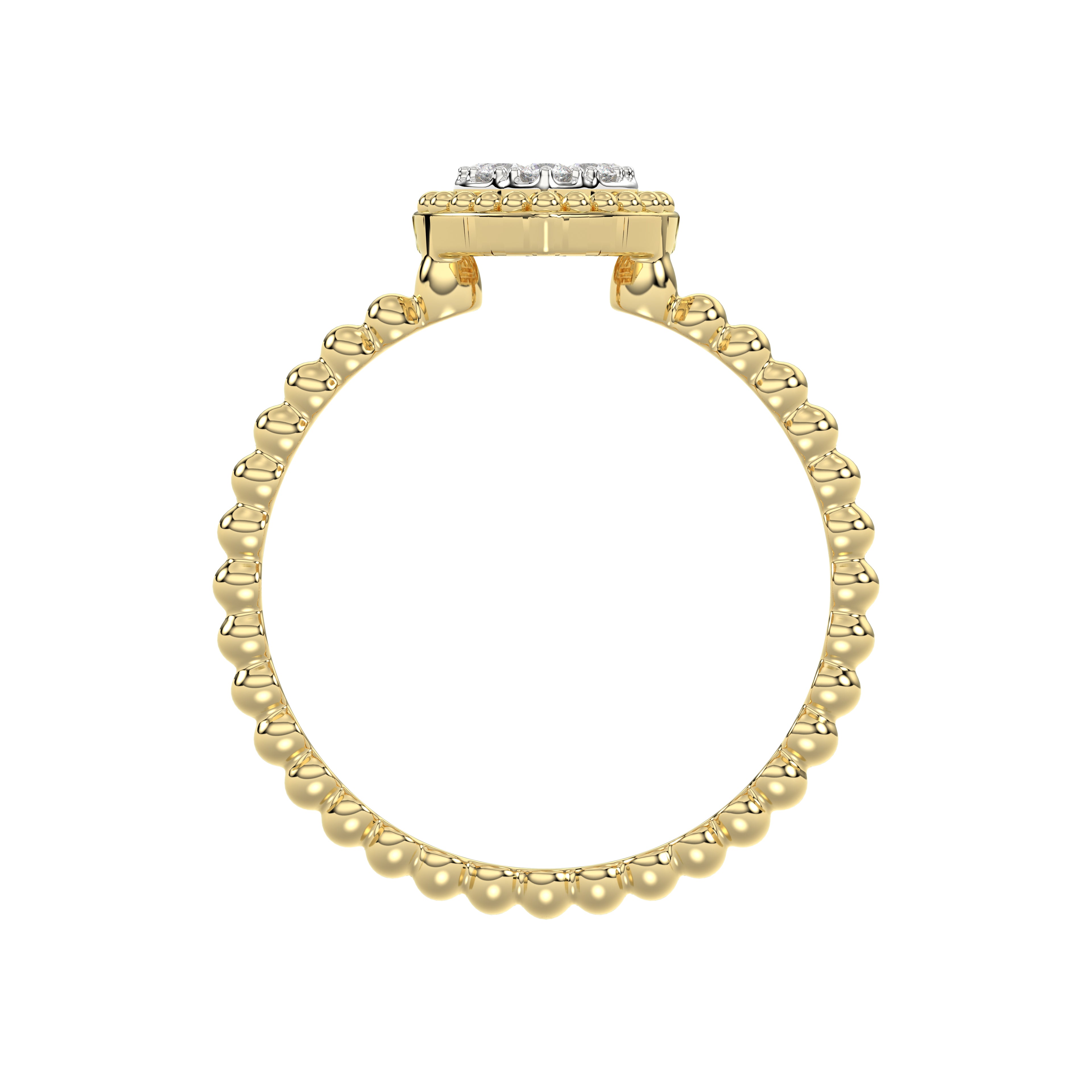 Ladies Halo Ring 0.10Ct Heart Shape Round Diamond 10K Yellow Gold