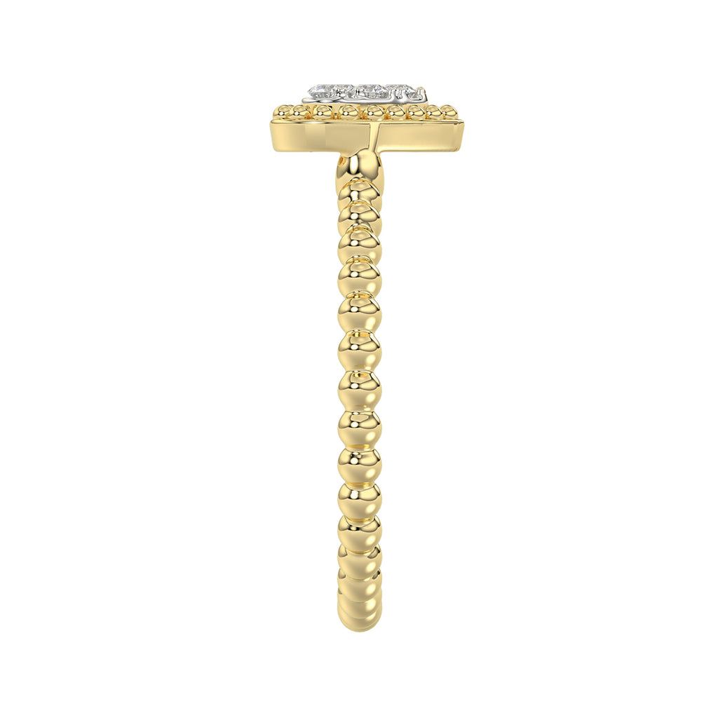 Ladies Halo Ring 0.10Ct Heart Shape Round Diamond 10K Yellow Gold