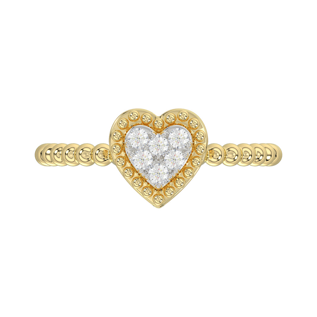 Ladies Halo Ring 0.10Ct Heart Shape Round Diamond 10K Yellow Gold