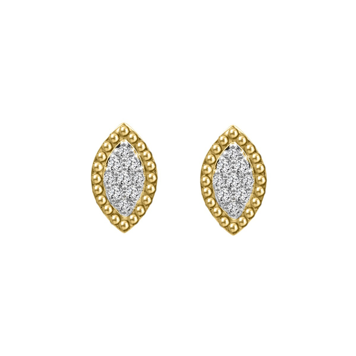 10K Yellow Gold 0.20CT Diamond Halo Fashion Earrings Round Diamond Women’S Earrings