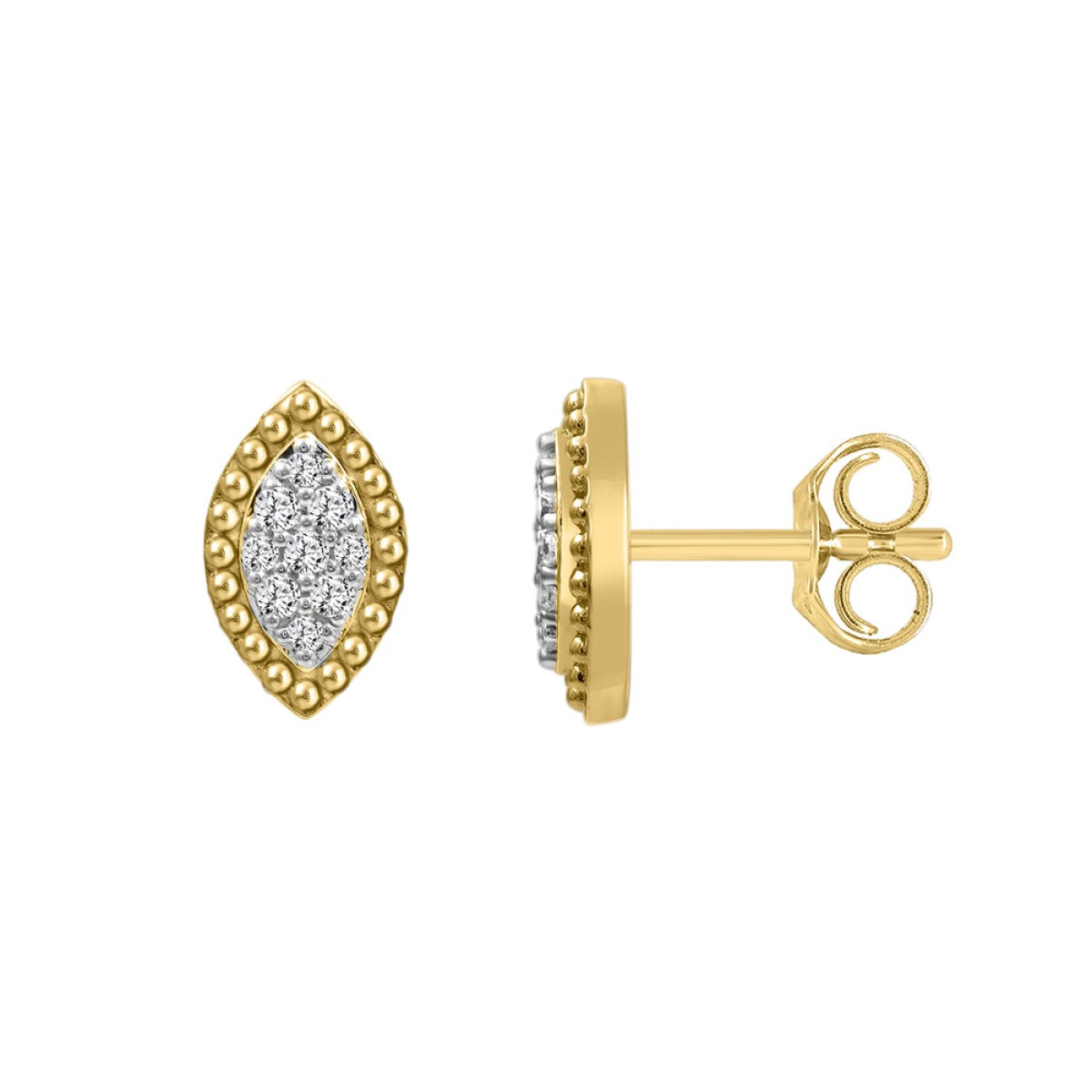 10K Yellow Gold 0.20CT Diamond Halo Fashion Earrings Round Diamond Women’S Earrings