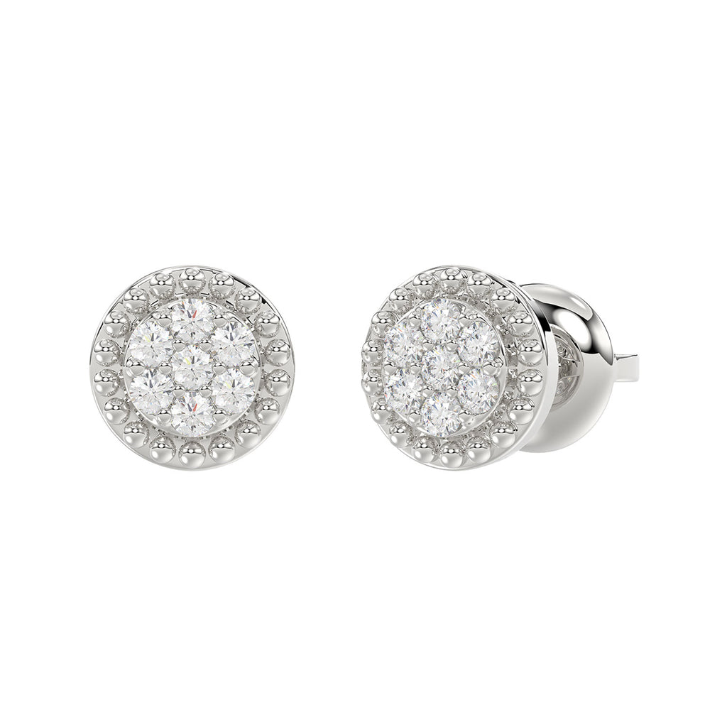 LADIES EARRINGS 0.20CT ROUND DIAMOND 14K WHITE GOLD