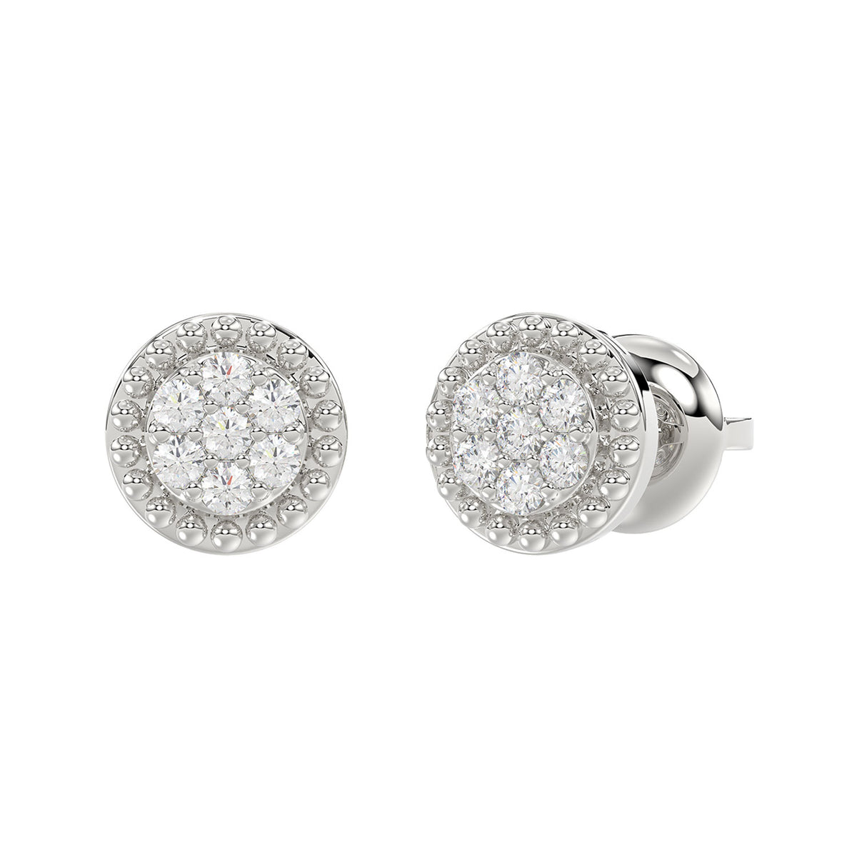 LADIES EARRINGS 0.20CT ROUND DIAMOND 14K WHITE GOLD