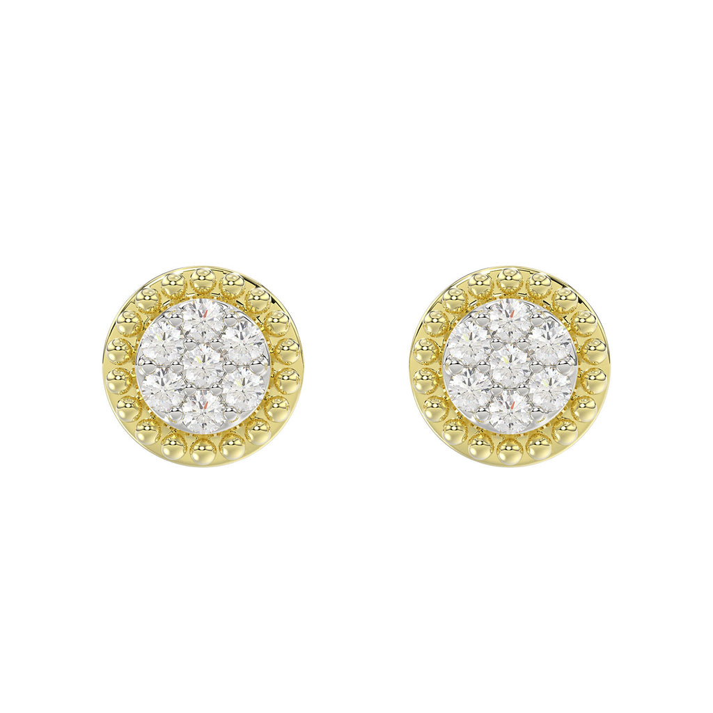 LADIES EARRINGS 0.20CT ROUND DIAMOND 14K YELLOW GOLD