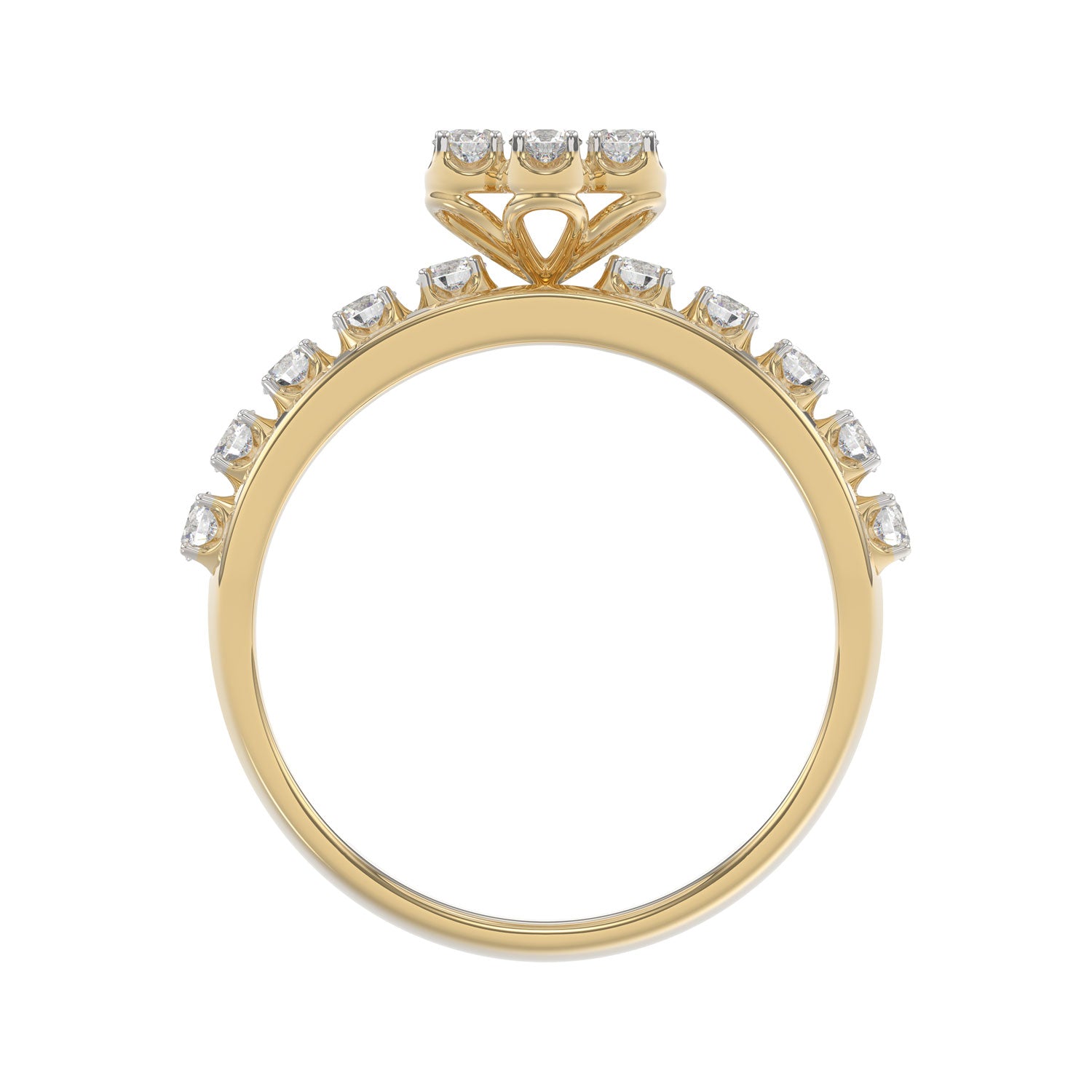 LADIES TRIO RING 1.30CT ROUND DIAMOND 10K YELLOW GOLD