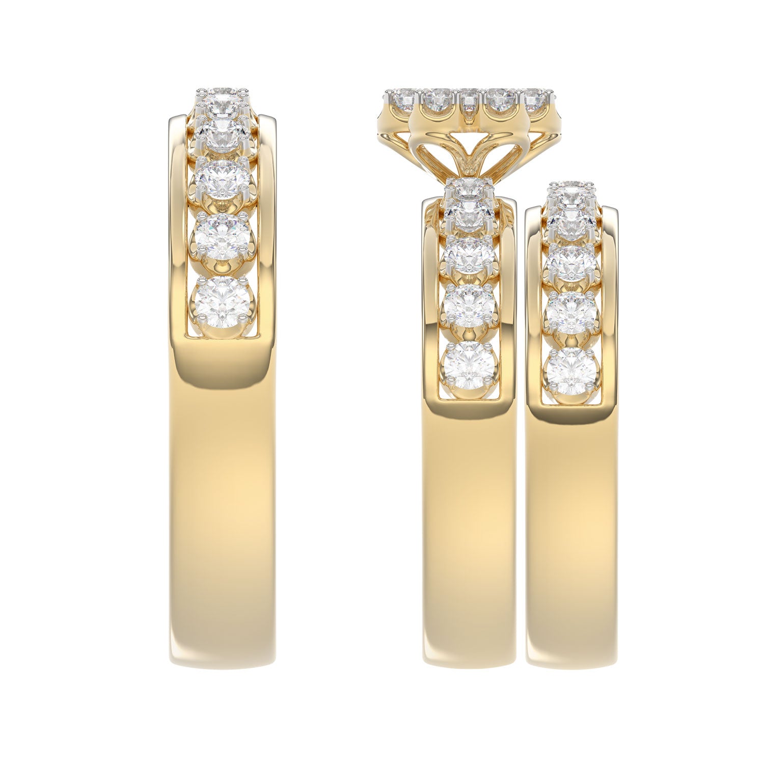 LADIES TRIO RING 1.30CT ROUND DIAMOND 10K YELLOW GOLD