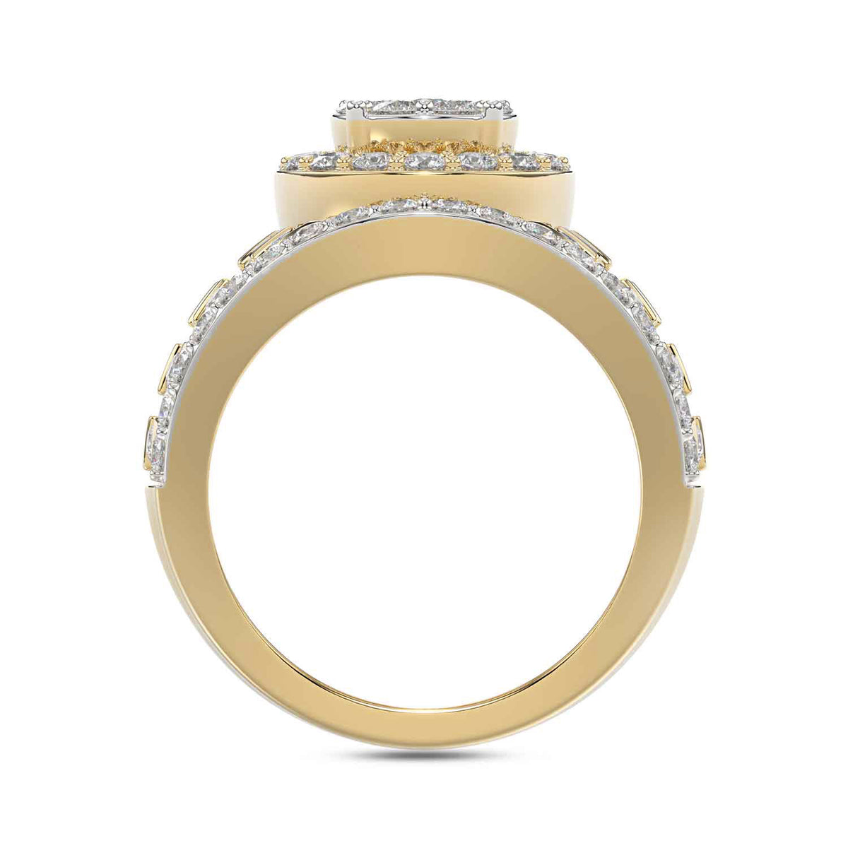 LADIES RING 2.00CT ROUND DIAMOND 10K YELLOW GOLD