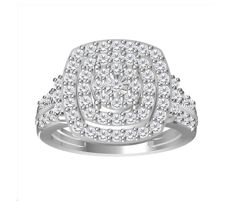 LADIES RING 1.00CT ROUND DIAMOND 14K WHITE GOLD
