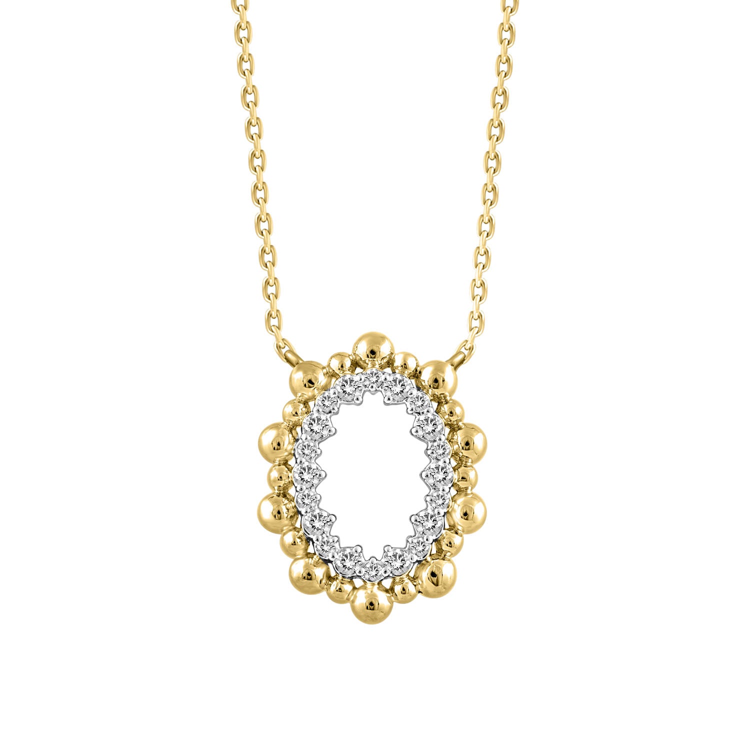 LADIES NECKLACE 0.16CT ROUND DIAMOND 10K YELLOW GOLD