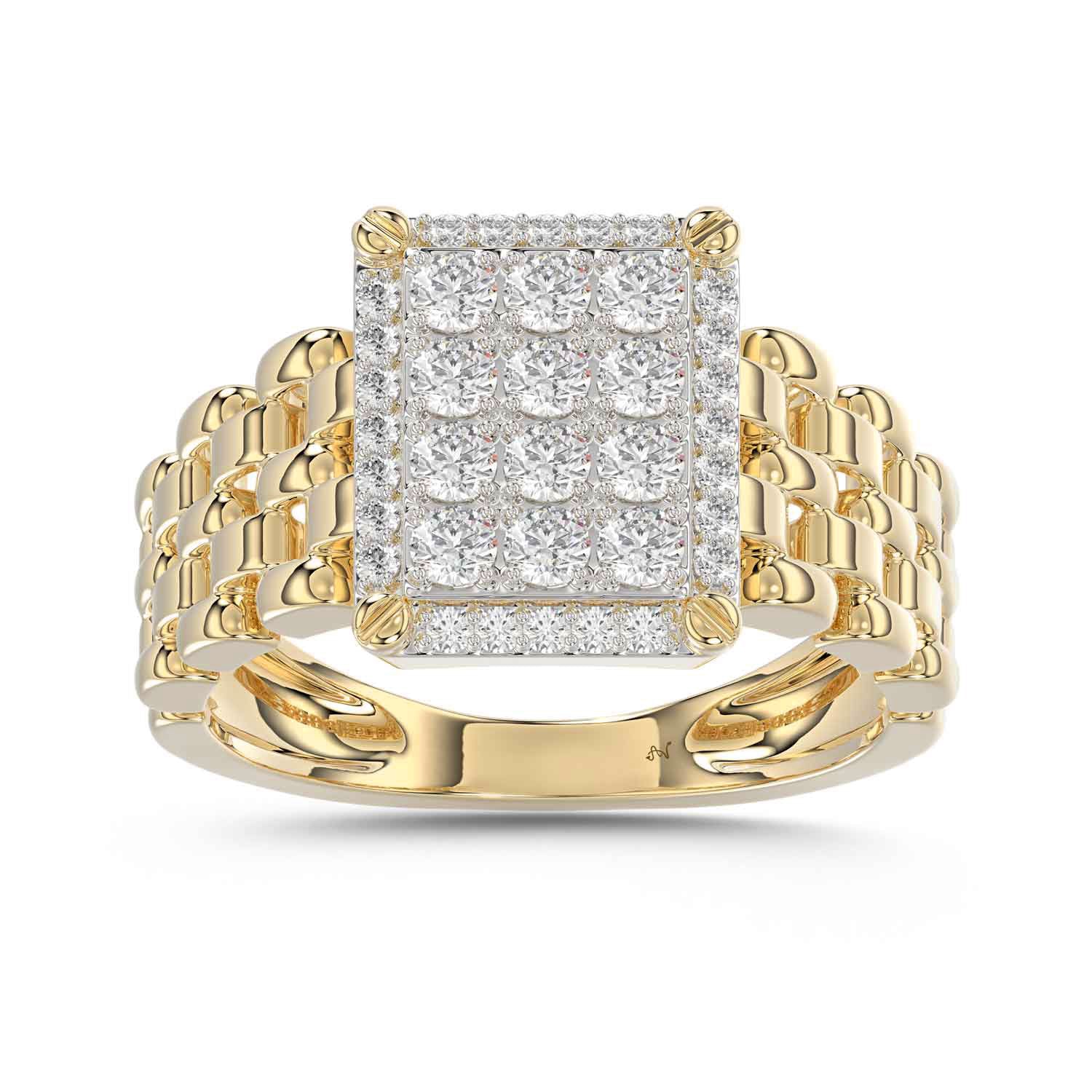 LADIES RING 1.00CT ROUND DIAMOND 10K YELLOW GOLD