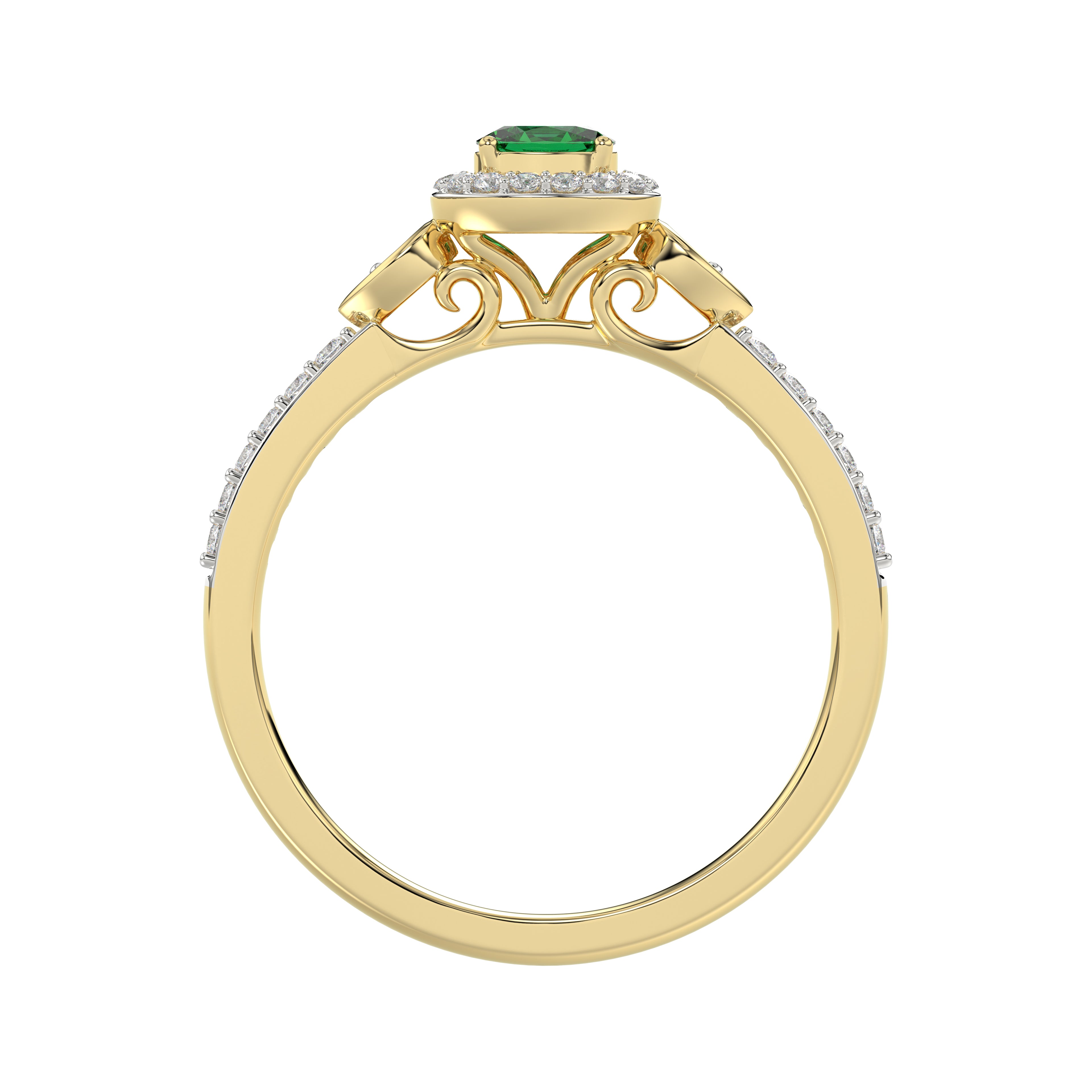0.33ct Round/Oval Emerald diamond 14k Ladies Fashion Ring  0.15CT Center stone Oval Emerald Diamond)