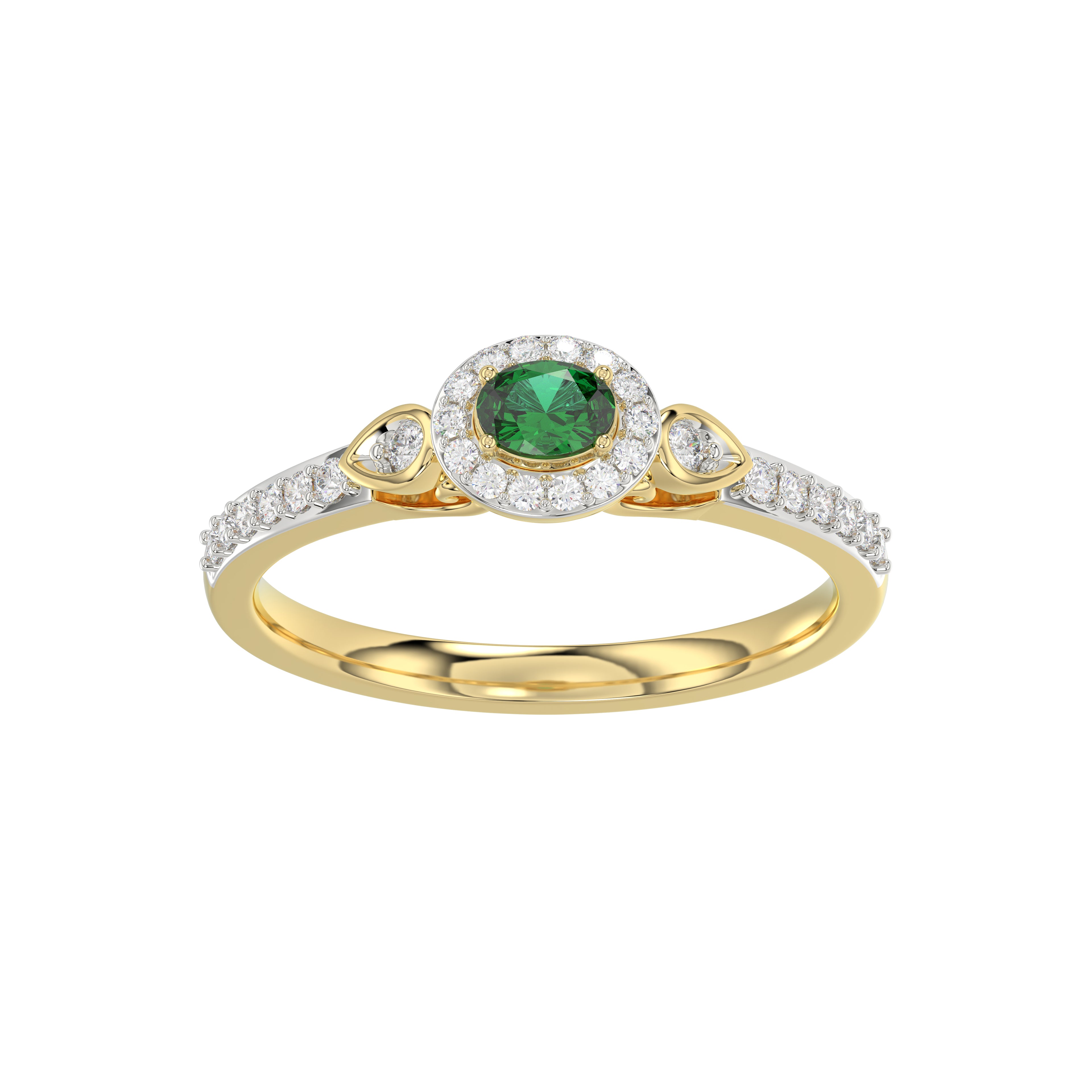 0.33ct Round/Oval Emerald diamond 14k Ladies Fashion Ring  0.15CT Center stone Oval Emerald Diamond)