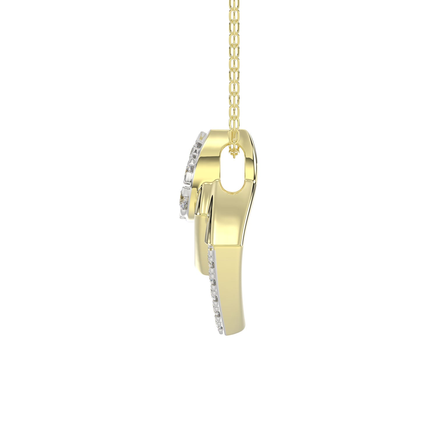 LADIES PENDANT WITH CHAIN 0.13CT ROUND DIAMOND 14K YELLOW GOLD