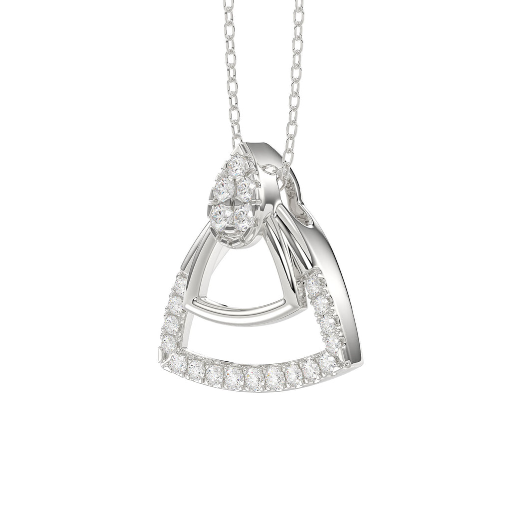 LADIES PENDANT WITH CHAIN 0.13CT ROUND DIAMOND 14K WHITE GOLD