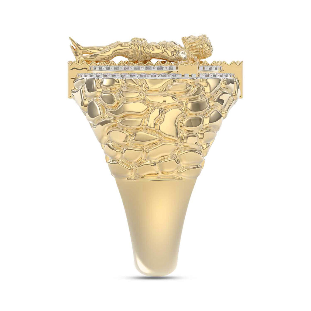 MEN'S RING 0.50CT ROUND DIAMOND 10K YELLOW GOLD