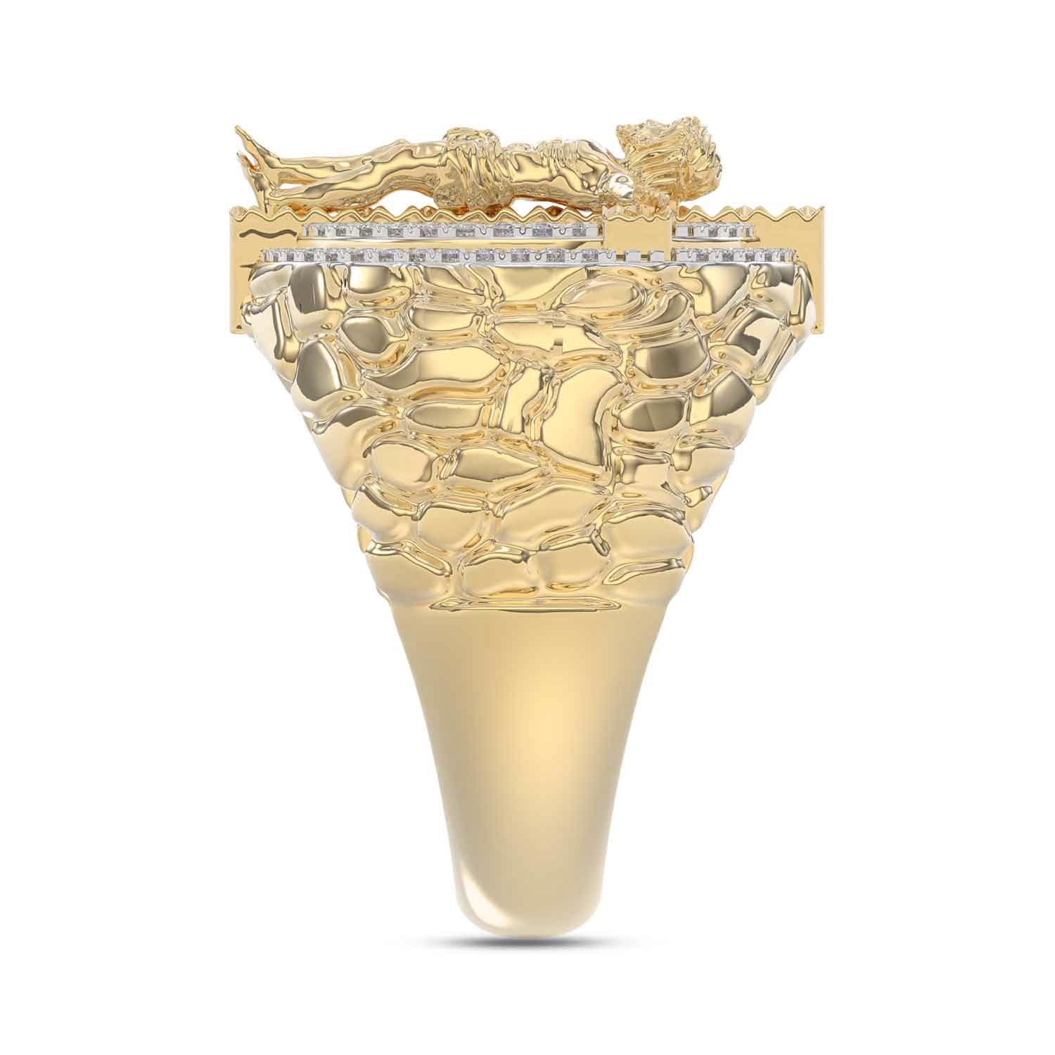 MEN'S RING 0.50CT ROUND DIAMOND 10K YELLOW GOLD