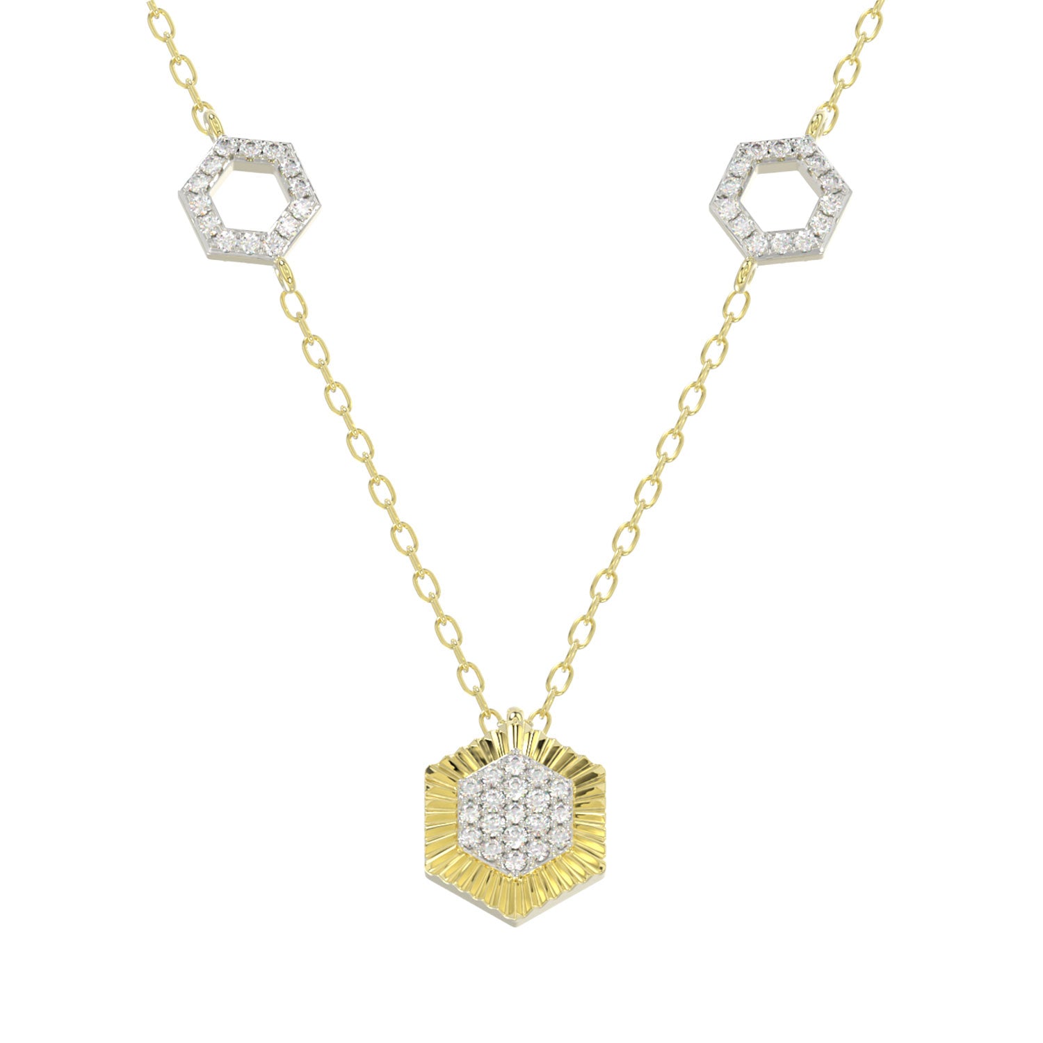 LADIES NECKLACE 0.25CT ROUND DIAMOND 10K YELLOW GOLD