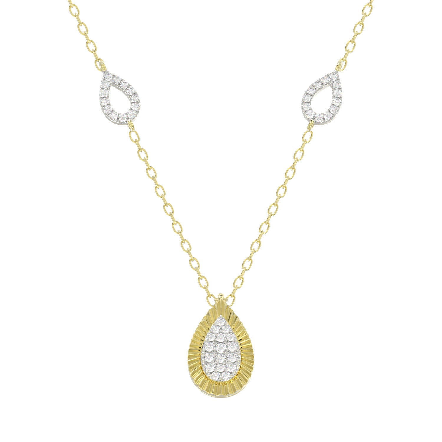 LADIES NECKLACE 0.25CT ROUND DIAMOND 10K YELLOW GOLD