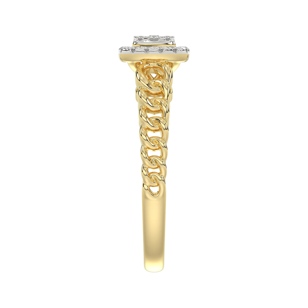 14K Yellow Gold Fashion Ladies Ring with 0.20 CT Round/Baguette Cut Diamond