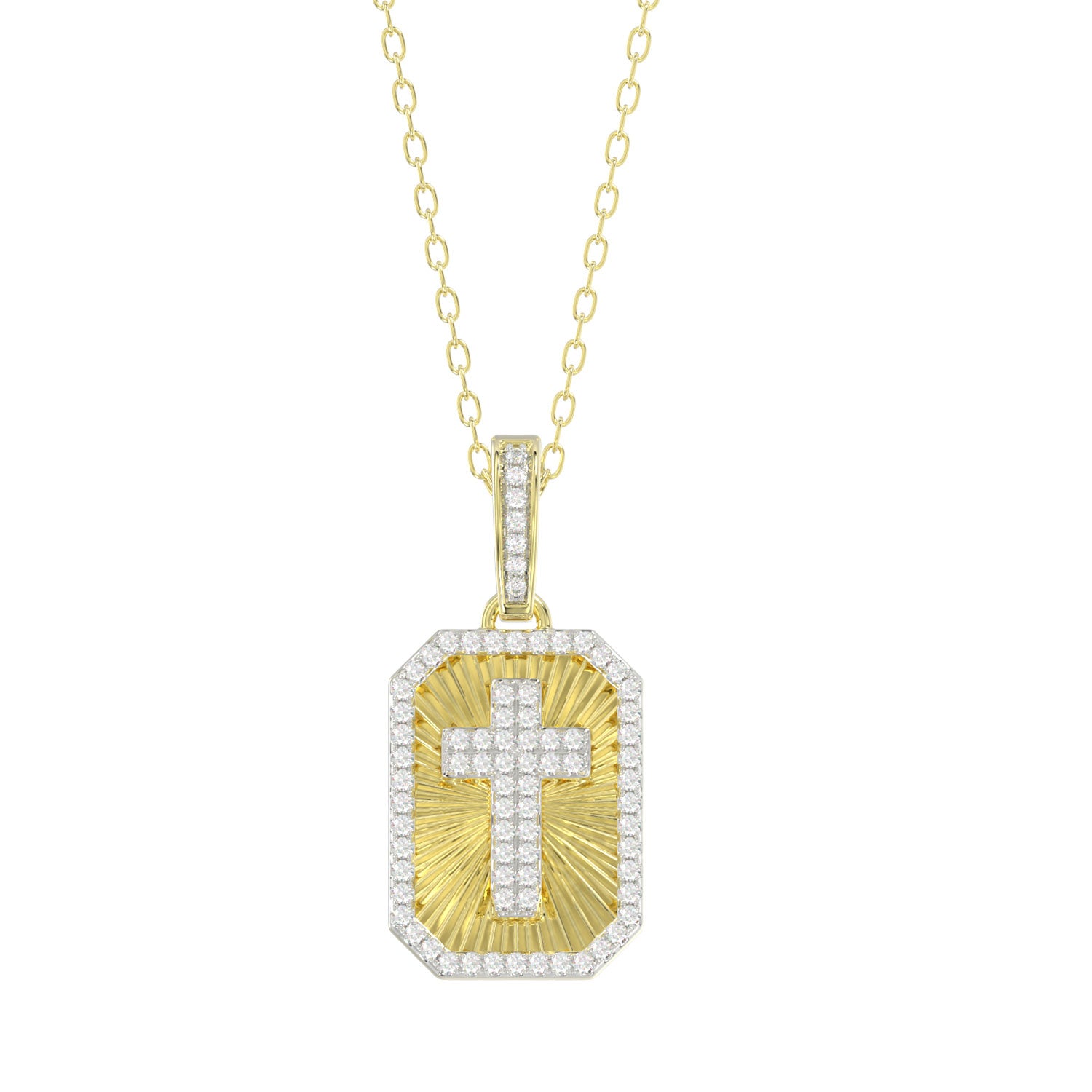 LADIES PENDANT WITH CHAIN 0.20CT ROUND DIAMOND 10K YELLOW GOLD