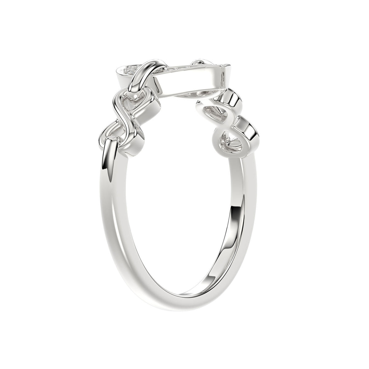 Ladies Sterling Silver 0.05Ct Round Diamond Heart Design Fashion Ring Stylish Ladies Jewelry Ring