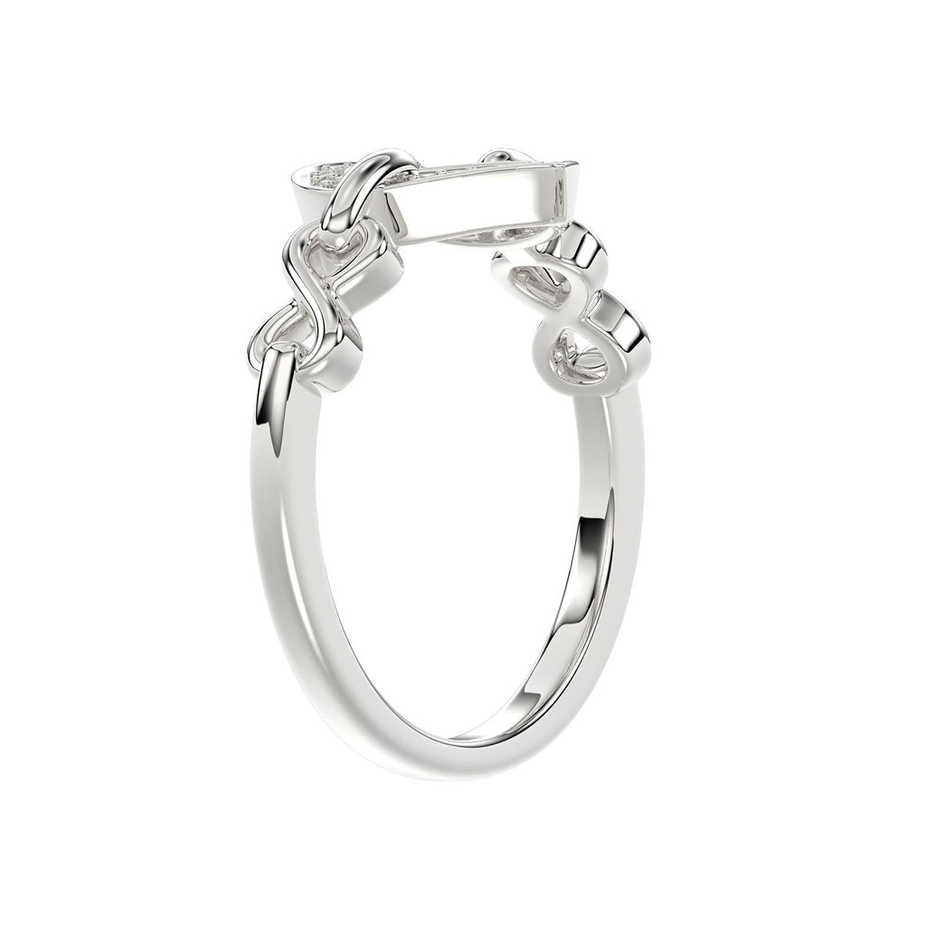 Ladies Sterling Silver 0.05Ct Round Diamond Heart Design Fashion Ring Stylish Ladies Jewelry Ring